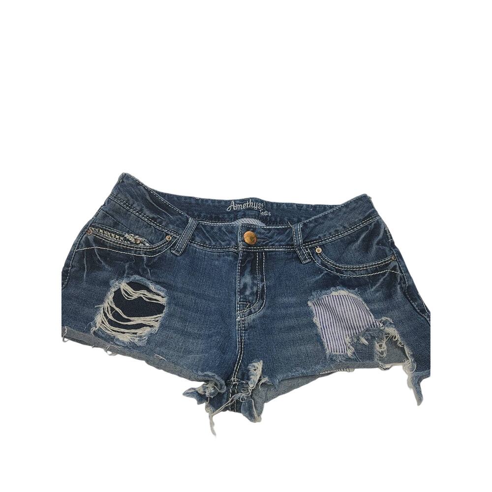 Amethyst distressed jean shorts womens 7